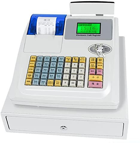 THERES Elektronische Kassenregistrierungsbox Supermarkt-Kiosk-Kassensystem für den Einzelhandel, multifunktionale Registrierkasse, einfach zu bedienen, 8 Digitale LED-Handelskasse,White