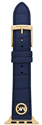 Michael Kors Cinturino da donna in pelle o PVC, compatibile con Apple Watch® da 38 mm/40 mm/41 mm, 175+/- 5MM, Blu