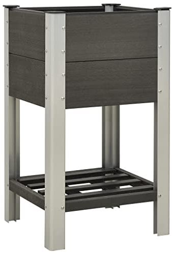Hochbeet Garten Schrank, Hochbeet Garten-Hochbeet mit Ablage 50x50x90 cm WPC Grau für Garten/Terrasse/Balkon für Pflanzen Gemüse Kräuter Blumen