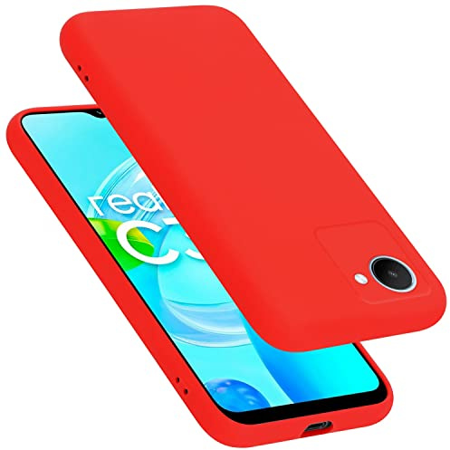 Cadorabo Hülle kompatibel mit Realme C30 / Narzo 50i Prime Hülle Silikon Handyhülle für C30 / Narzo 50i Prime Case aus flüssigem Silikon- Kratzfeste und stoßfeste dünne TPU Schutzhülle - Liquid ROT