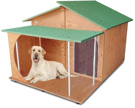 ORIGINAL LEGNO Hundehütten Hundehaus mit Veranda Hundehöhle Aus Massiv Holz Echtholz Geshenk THERMOVORHANG Made in Italy Mod. XXXL - Extra Large