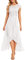 Bbonlinedress Weißes Kleid lang Winter elegant Damen Rundhals Spitze Chiffon Vokuhila Abendkleider Hochzeit Party Abschlusskleid lang Ballkleid White 3XL