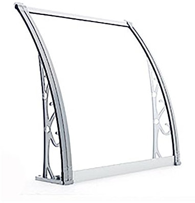 HUHJYUGE Polycarbonat Vordach für Haustür 150x100cm, Transparentes Pultbogenvordach Sonnenschutz Regenschutz, Haustürdach Schalldämmung Windschutz, für Draußen Balkon Fenster