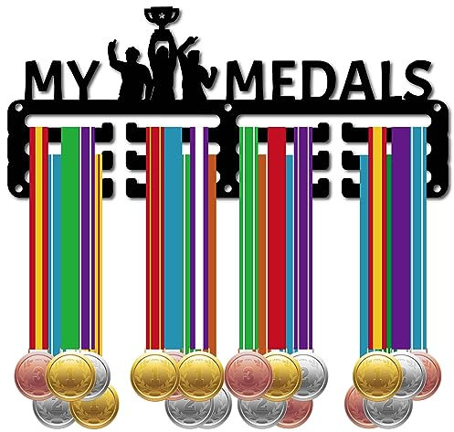 CREATCABIN My Medals Medal Holder Medal Hanger Display Rack Sports Metal Hanging Awards Iron Small Mount Decor for Wall Home Race Running Gymnastics Swimming Soccer Medalist Black 11.4 x 4.9 Inch