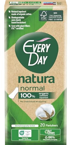 EveryDay Natura Slipeinlagen Normal, 100% Bio-Baumwolle, biologisch abbaubar, 20 Stück