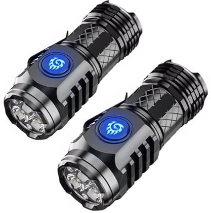 Yolimok Three-Eyed Monster| - Three-Eyed Monster Mini Flashlight Rechargeable, Three-Eyed Monster Mini Flash Super Power Flashlight, Mini Compact Torch Flashlights High Lumens Waterproof (black-2pcs)