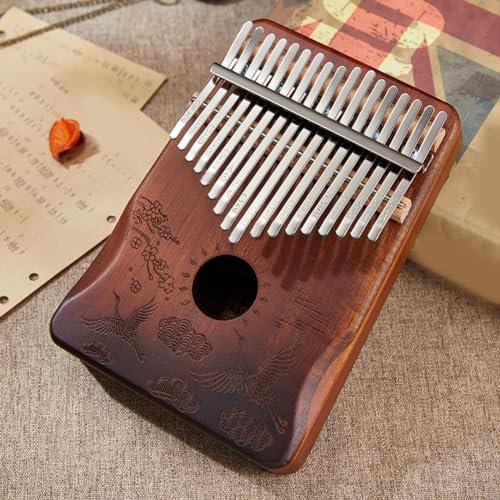 Kalimba Daumenklavier mit 17 Tasten, Kalimo-Instrument, Mahagoni, Mbira Sanza für Kinder, Audlt mit Stimmhammer, Klaviertasche, Lernanleitung (Holz)