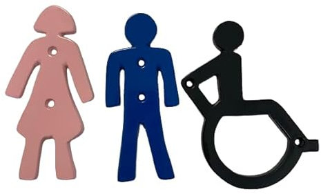Plaque toilette Femme-Homme-Handicapé tricolore
