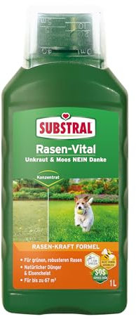 Substral Vital pour gazon - 1 l - Aide immédiate SOS pour une verdure rapide sur les pelouses - Avec formule puissante - Pour jusqu'à 67 m²