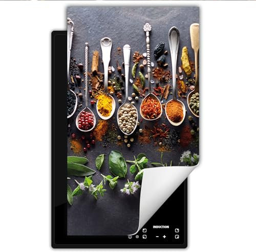 DarHaus Copertura Tappetino Piano Induzione 30x52 cm Cucina Coprifornelli Protezione per Piano Induzione - Cucchiaio - spezie