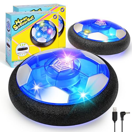 Apritsce Air Power Fußball, 2 Stück LED Hover Soccer Ball, Wiederaufladbar Indoor Fussball mit Anti-Aufprall Design, Kinderspielzeug, Geschenke ab 3 4 5 6 7 8 9 10 Jahre Jungen