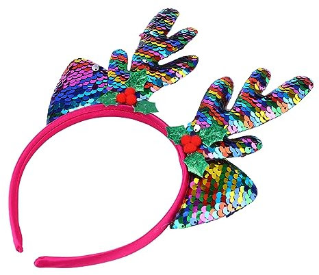 IWOWHERO Weihnachtsstirnband stirnband stirnbänder Mode-Haarreifen Hirsch Kostümzubehör Haarschmuck Pailletten-Kopfschmuck Weihnachtshaar Blitz Geweih Damen