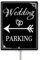 Horienteeon Panneau de cour blanc avec piquets 11,5 x 15 cm en aluminium robuste pour stationnement de mariage - Flèche de stationnement pour mariage - Panneau de signalisation directionnelle pour