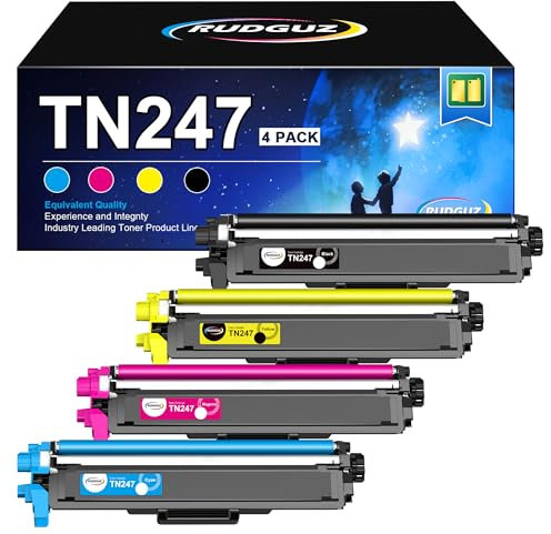 RUDGUZ TN247 TN-247 TN-243CMYK Kompatibel für Brother TN-243CMYK TN243CMYK TN-247BK TN-243BK TN-243 TN243 für Toner Brother MFC-L3750CDW MFC-L3770CDW DCP-L3550CDW HL-L3230CDW HL-L3210CW (4er-Pack)