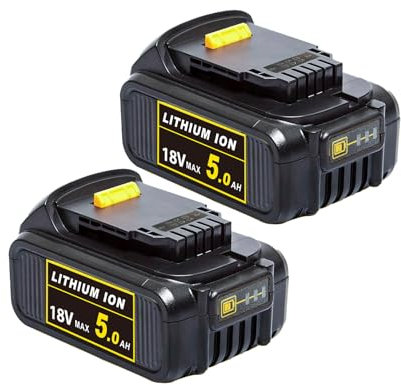2 Pcs 18V 5.0AH Battery XR Replacement Battery for Dewalt DCB Series DCD Series DCF Series DCG Series DCS Series; Compatible with Dewalt 18/20V power tools