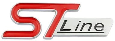 Aqxyju Generisch 3D-Metall-ST-LINE-Logo-Emblem-Abzeichen-Aufkleber for den hinteren Kofferraum Personalisierte Auto Aufkleber(Silver Red)