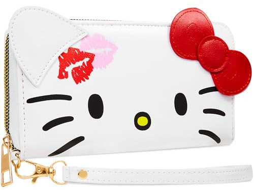 Hello Kitty Femme Portefeuille avec Fermeture Éclair – Cadeaux pour Femmes