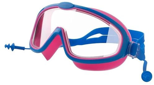 LYHYDMA Gafas de natación Gafas de natación HD impermeables y antivaho for niñas, caja grande, gafas de natación, conjunto for niños(Blue Rosered)