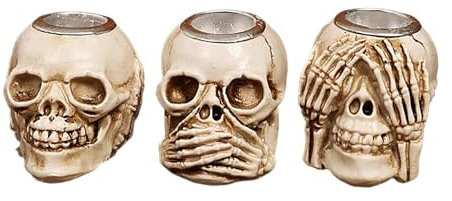 Gothic Windlicht | gruselige Schädel-Kerzenhalter, Teekerze | Kerzenhalter aus Kunstharz, handgefertigt, gruseliger Teelichthalter, Kerzenhalter im Vintage-Stil für Halloween und Weihnachten Z