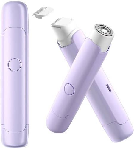 2025 New 2 in 1 Women Electric Shaver, Dual Head Bikini Hair Trimmer, IPX7 Waterproof, Wet & Dry, Bikini Underarm Leg Arm Body Facial Epilator, Purple