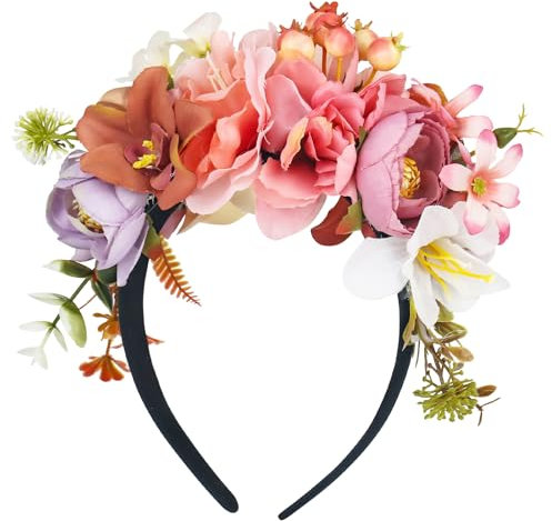 CTDMJ® - Serre-tête pour dirndl - Serre-tête de fleurs - Couronne de fleurs - Couronne de fleurs - Couronne de fleurs - Couronne de cheveux pour femme et fille - Bandeau de mariée - Pour festival,