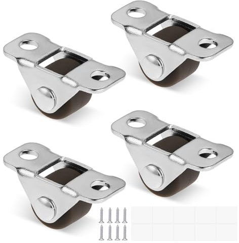 4 Stück 2,5cm Kleine Gummi Rollräder mit Stahloberplatte, Möbelrollen, Mini Lenkräder, Feststehende Metallplatte, Gummi Lenkräder mit Niedrigem Profil für Kleingeräte, Möbel, DIY Projekte