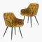 B&D home Esszimmerstuhl Dieter 2er Set, Küchenstuhl Schalenstuhl Stuhl für Küche, Esszimmer, Esstisch, Wohnzimmer, Arbeitszimmer, Büro, Retro modern Design, Samtstoff Gelb, 11137-GELB-2