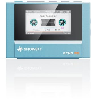 SnowSky/FiiO Mini lecteur MP3 HiFi Bluetooth, 15 heures de lecture, contrôle du volume indépendant avec sorties casque 3,5 mm/4,4 mm (bleu ciel)
