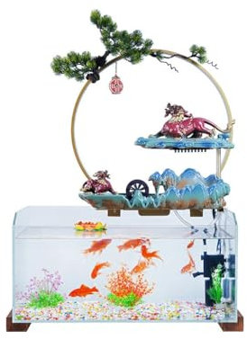 Décorations De Maison Décorations de bureau à circulation d'eau Décorations de bureau d'aquarium en verre Décorations de fontaine de bureau d'intérieur Caractéristique de cascade intérieure Fontaine D