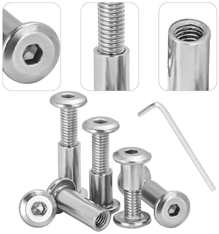 15 viti a manicotto, viti di collegamento con chiavi a brugola, dado a manicotto M5/M6/M8, connettori per armadi, mobili e armadi