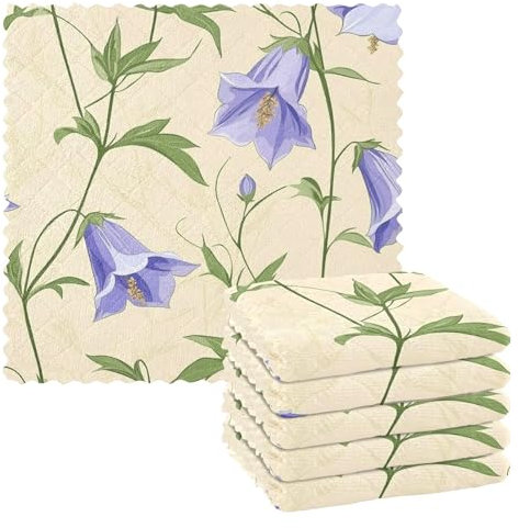 aidingzhi Unique Bellflower Beige Microfiber Dish Towels lint Free Tea Towels Terry Dish Cloths Cute Hand Towels for Kitchen Country Quality 11x11in