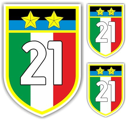 Adesivo Scudetto 21 (2024/25) mod. 3 sagomato compatibile con Inter Milano Seconda stella (2 ADESIVI DA 10 cm. OMAGGIO inclusi nel pacco) cm. 24