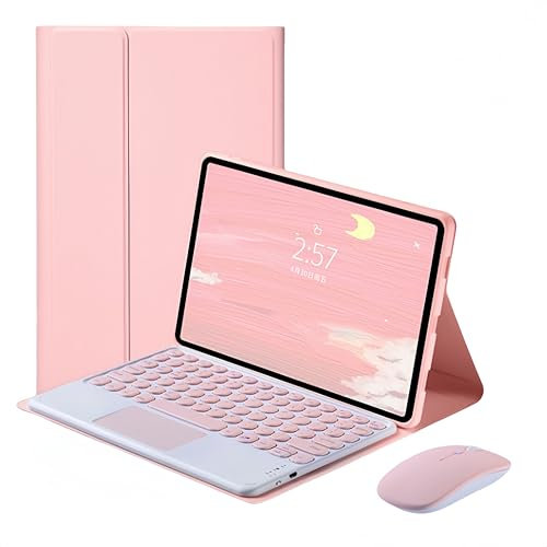 Tablet Keyboard Case for Honor Pad 8 12-Inch - 2022 (QWERTY Layout),Smart Cover Magnetic with Removable Wireless Bluetooth Keyboard With multi-function touchpad(Pink)