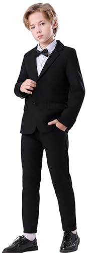 DANUOKU 2 PC Boys Suits Set, Kids Blazer & Trousers, Leisurewear or Wedding Party Pageboy Outfit for 6-11 Years