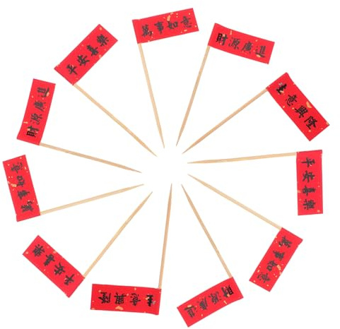 PERSELOSO 72 Pièces Décor de Gâteau Style Chinois pour et Nouvel an Picks Élégants pour et Desserts Ornements Alimentaires pour Fruits et Gâteaux