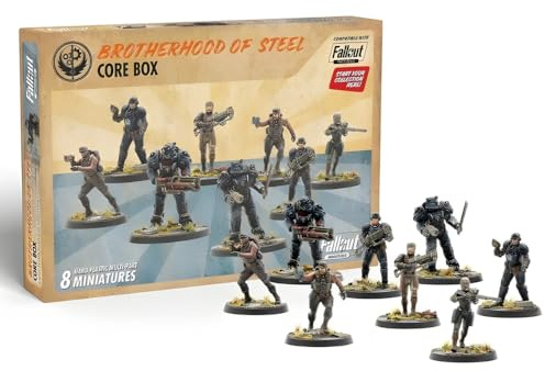 Modiphius, Fallout: Miniatures - Brotherhood of Steel Core Box | Unpainted 32mm scale miniatures for Wasteland Warfare and Factions games. Includes Paladin, Knight, and Scribes