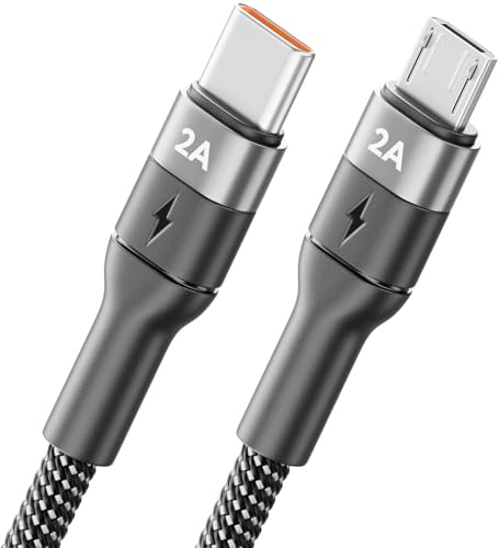 deleyCON 1,5m Micro USB Kabel USB-C auf Micro-USB Stecker | Ladekabel Datenkabel, Laden & Synchronisieren für Handy, Smartphone, Tablet, Kamera, Navi, Controller usw.