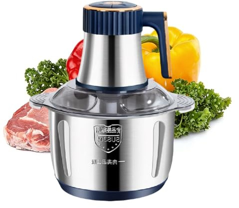 500W Electric Mini Food Chopper, Meat Grinder with 5L Stainless Steel&6 Durable Blades&Handle, Food Processor for Meat, Salad, Sauces, Vegetables, Fruits and Nuts