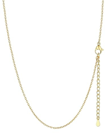 Suplight Adjustable Necklace Chains for Women, 1.4/2MM Thin Rolo Cable Chain Stainless Steel 14/16/18/20/22/24/26/28/30 inch, Silver/Gold/Black/Rose Gold Necklaces Hypoallergenic Women Jewellery Gift