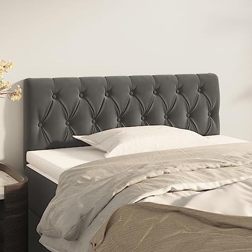LoogCape Samt Kopfteil Dunkelgrau 90x7x78/88 cm, Höhenverstellbares Polster Kopfteil für Bett, Weicher Stoff, Schlafzimmer, Robust