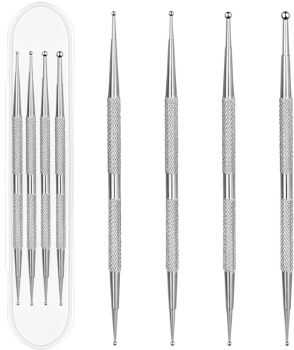 Dotting Tool Set, 4 PCS Dotting Painting Pen | Professional Ball End Nails Design Tools 2 Way Stainless Steel Dottings Pen Tools Nails Art Kit Rhinestone Picker Tool