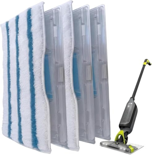 SHYSBV Re-usable Pad Refills Compatible with Shark VacMop Vacuum Spray Mop | Washable Microfiber Pads for Eco-Friendly Alternative to Disposable Pads, Wet & Dry Cleaning (3 Sets-Blue&White)