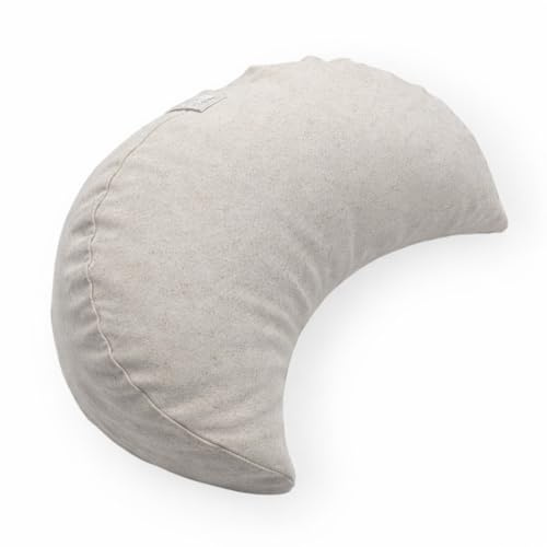 ZAFUZEN Yogakissen Halbmond, Meditationskissen – Sand | Halbmond-Yogakissen aus Baumwolle mit Buchweizenschalen und waschbarem Bezug. 40 × 14 cm. In Spanien gefertigt.