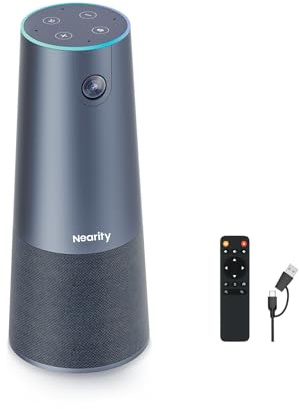 NEARITY C45 Telecamera per Videoconferenze 2K con Microfono e Altoparlante Integrati, Webcam All-in-One con 4 Microfoni AI, Zoom Digitale 5x, Auto Framing, Plug & Play per Zoom, Teams