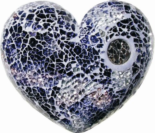 Safety Mosaik Platte Eisglas Blau-Silber-Rosa 15x20cm