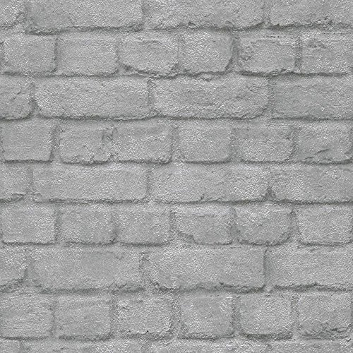 Rasch Silver Brick Effect Wallpaper (226751)