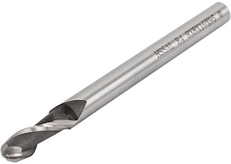 Sourcingmap 8mm Cutting Dia Helical Groove 2 Flutes HSS-AL Ball Nose End Mill Cutter