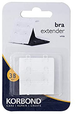 Korbond Double Hook Bra Extender – x 1 38mm White Bra Extender – Machine Washable – Increase Bra Size By Up To 8cm – Comfort Fit, 110102