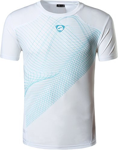 Jeansian Herren-Laufshirt, kurzärmelig, schnelltrocknend, atmungsaktiv, ideal fürs Joggen, Training & Sport LSL014 Gr. US Large/Etikette X-Large, Lsl069a_white
