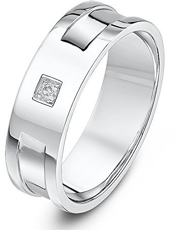 Theia Ehering Palladium 950 0.02ct Diamant in quadratischer Fassung mit zwei Rillen, 6mm - Größe 69 (22.0)